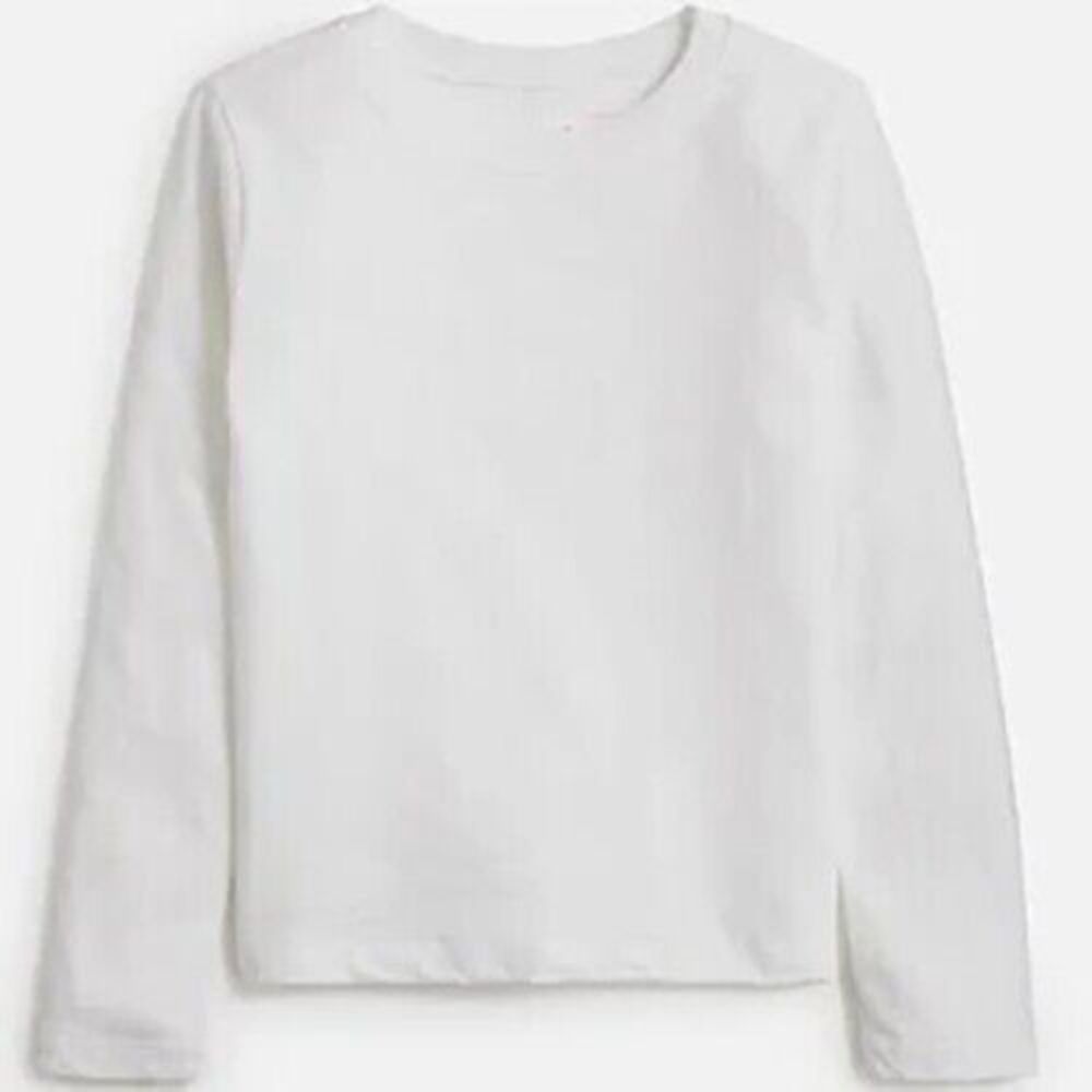 J.CREW CrewCuts Girl's Girlfriend Tee XXS 2-3 White Long Sleeve Crewneck NWT B68